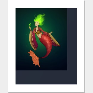 Wild fire mermaid Posters and Art